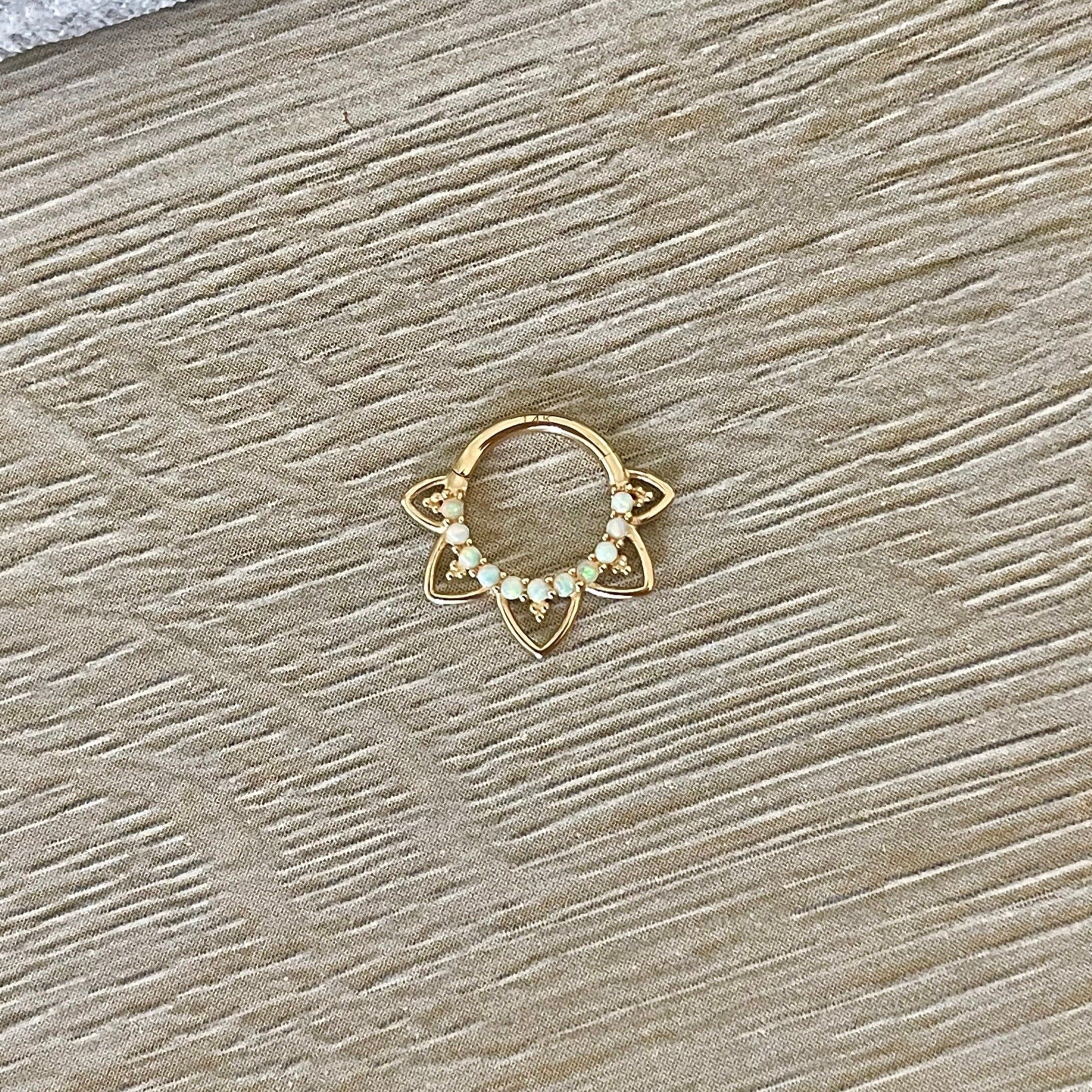 Velora Spark Opal Septum Ring-Septum Ring-Elara Body Jewelry