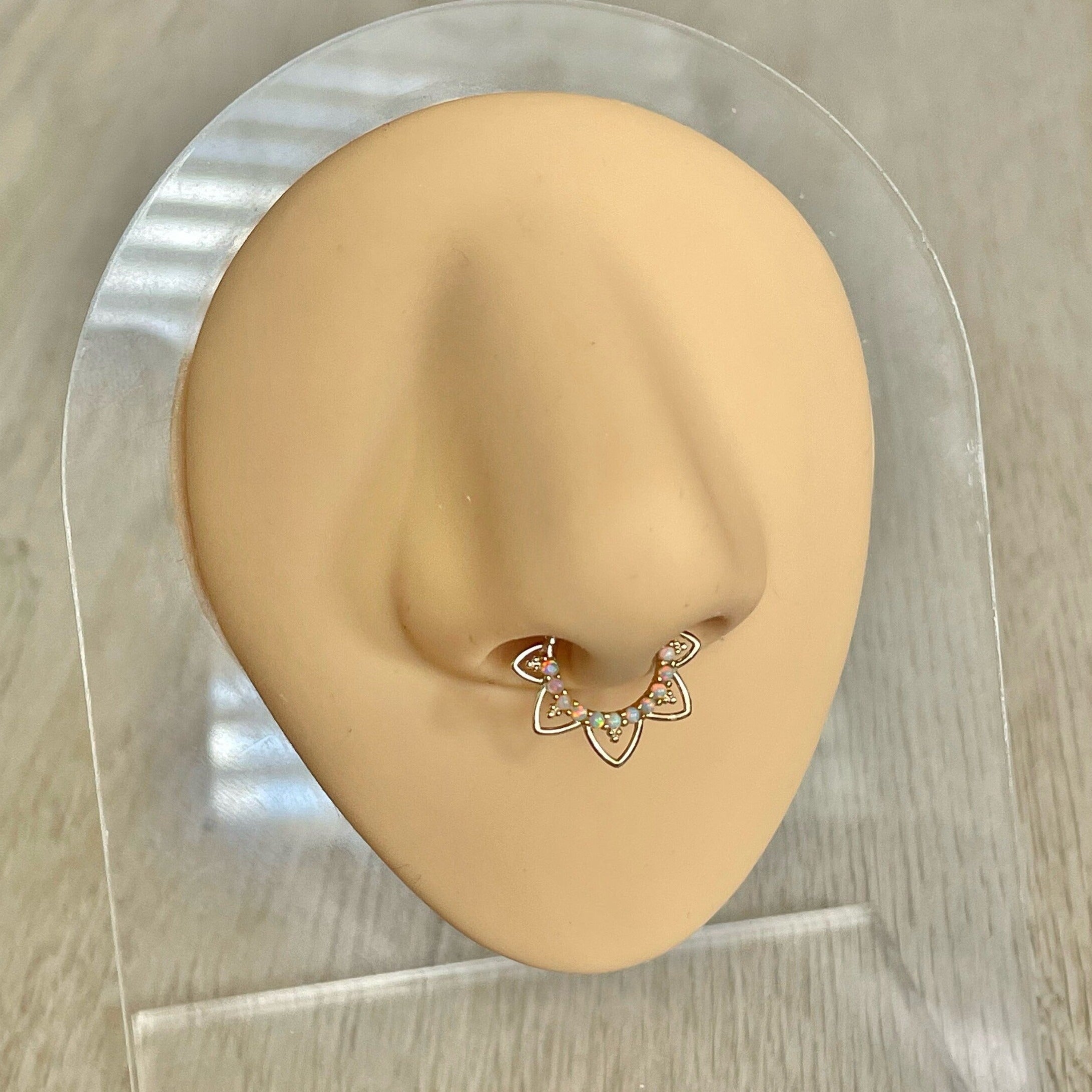 Velora Spark Opal Septum Ring-Septum Ring-Elara Body Jewelry