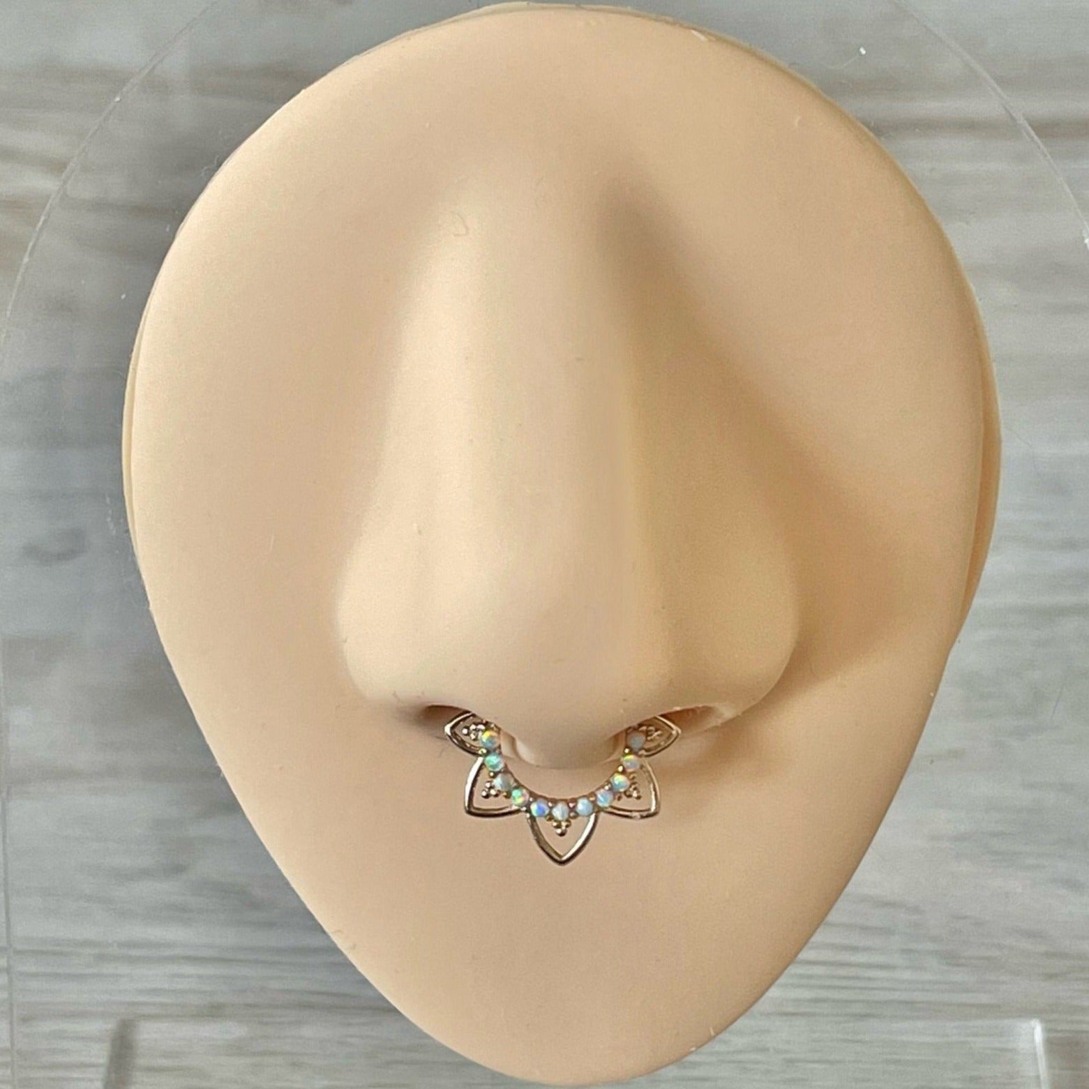 Velora Spark Opal Septum Ring-Septum Ring-8mm Diameter-Yellow Gold-Elara Body Jewelry