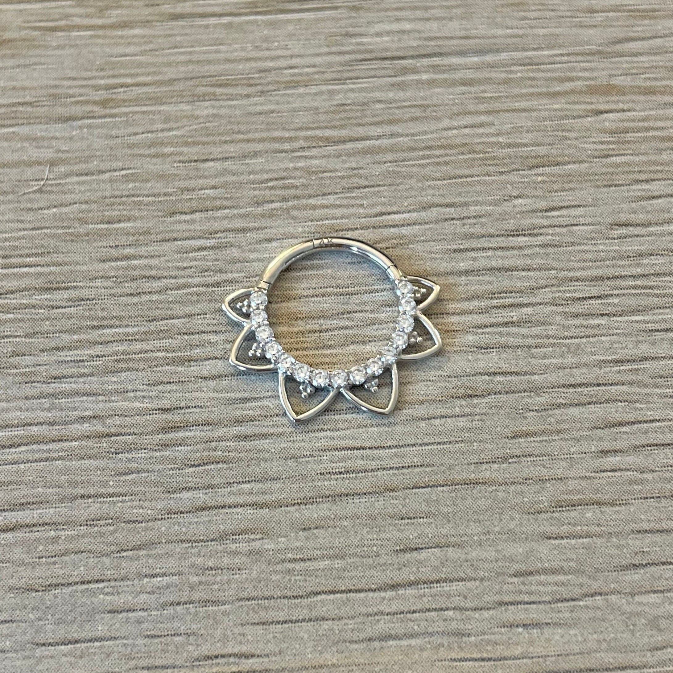 Velora Spark Septum Ring-Septum Ring-8mm Diameter-White Gold-Elara Body Jewelry