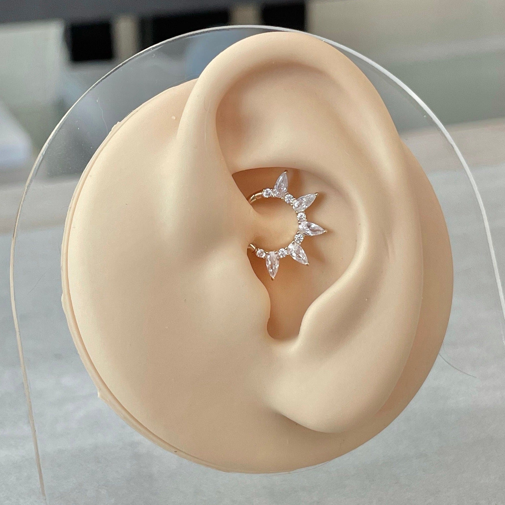 Verdant Glow Daith Earring-Daith Earring-Elara Body Jewelry