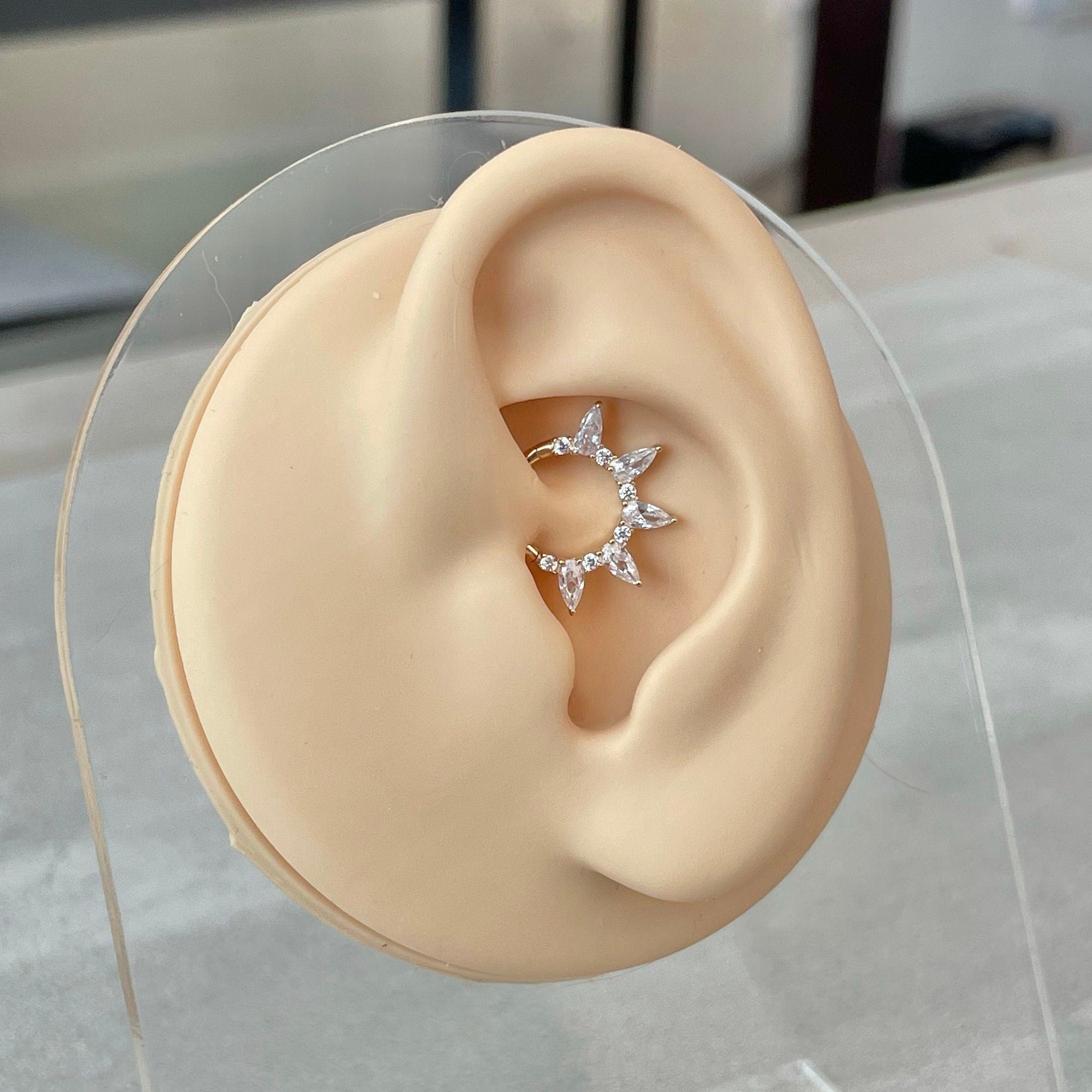 Verdant Glow Daith Earring-Daith Earring-Elara Body Jewelry