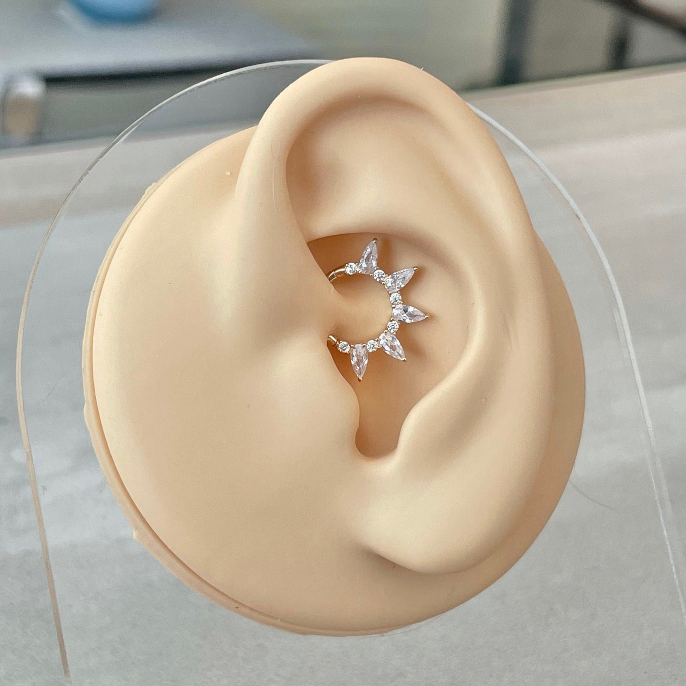 Verdant Glow Daith Earring-Daith Earring-8mm Diameter-Yellow Gold-Elara Body Jewelry