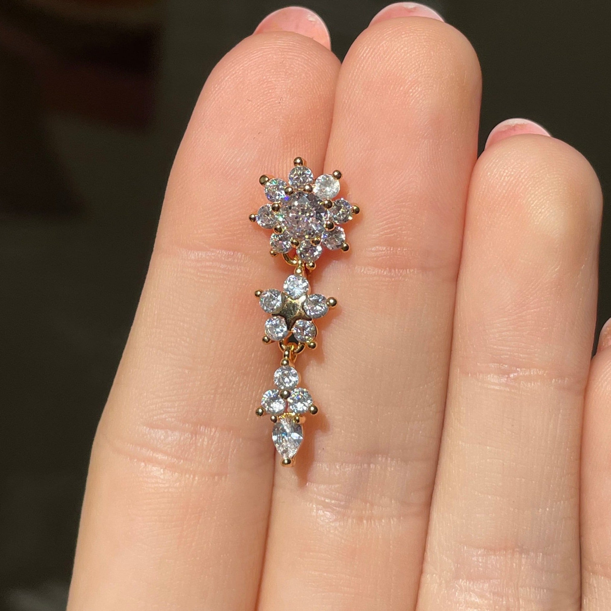 Vesper Bloom Belly Button Ring-Belly Button Rings-Elara Body Jewelry