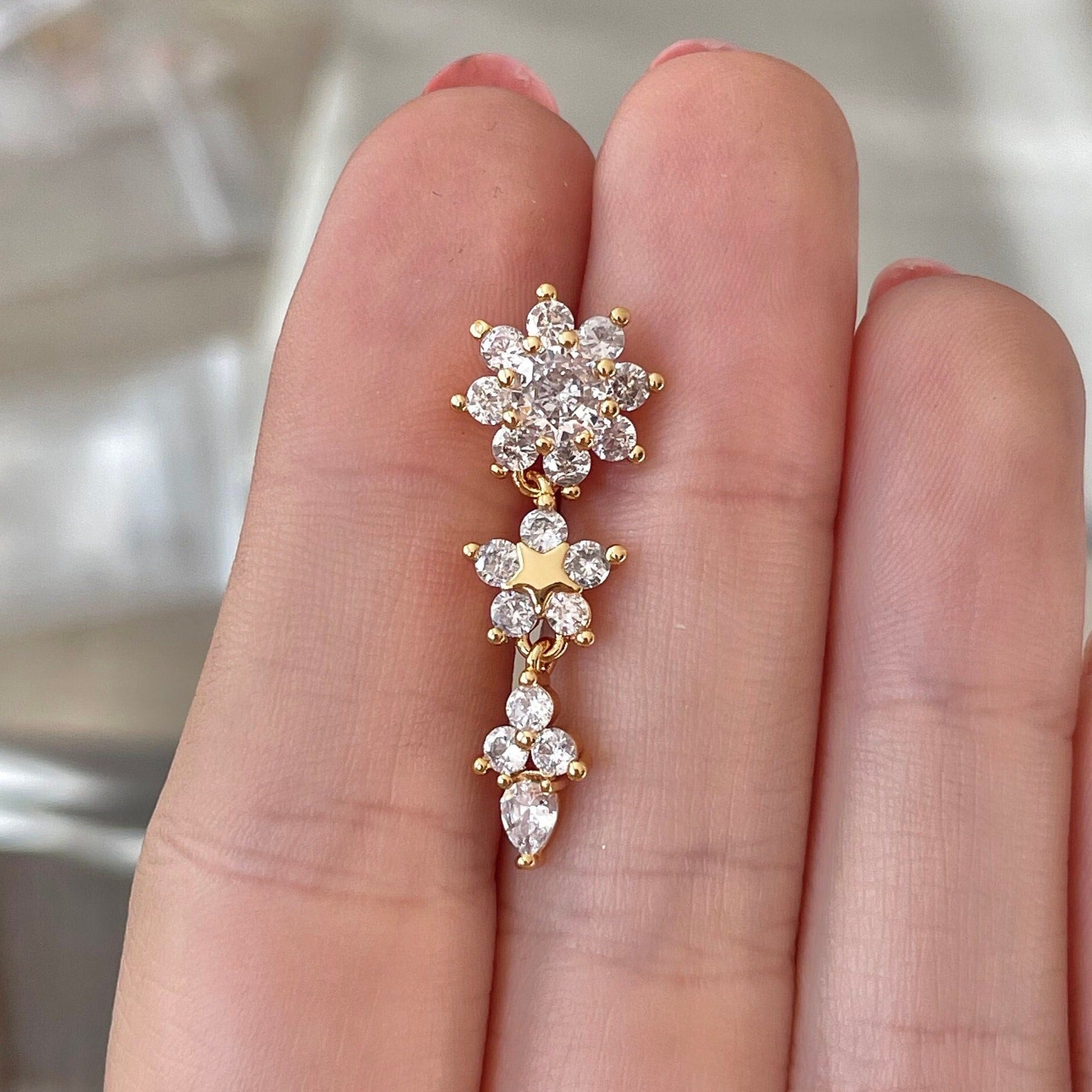 Vesper Bloom Belly Button Ring-Belly Button Rings-Gold-Elara Body Jewelry