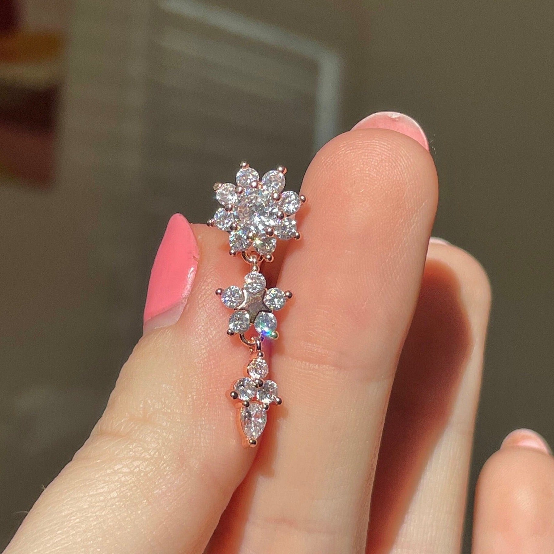 Vesper Bloom Belly Button Ring-Belly Button Rings-Rose gold-Elara Body Jewelry