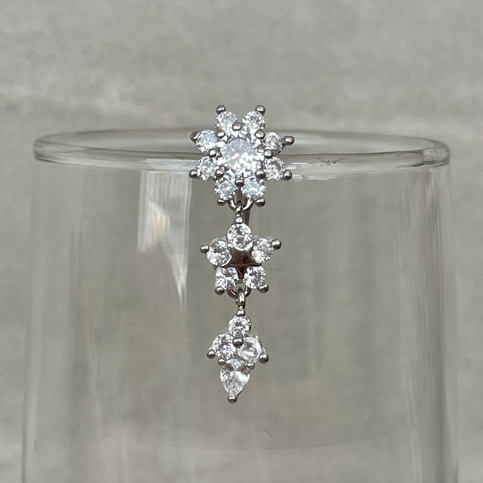 Vesper Bloom Belly Button Ring-Belly Button Rings-Silver-Elara Body Jewelry