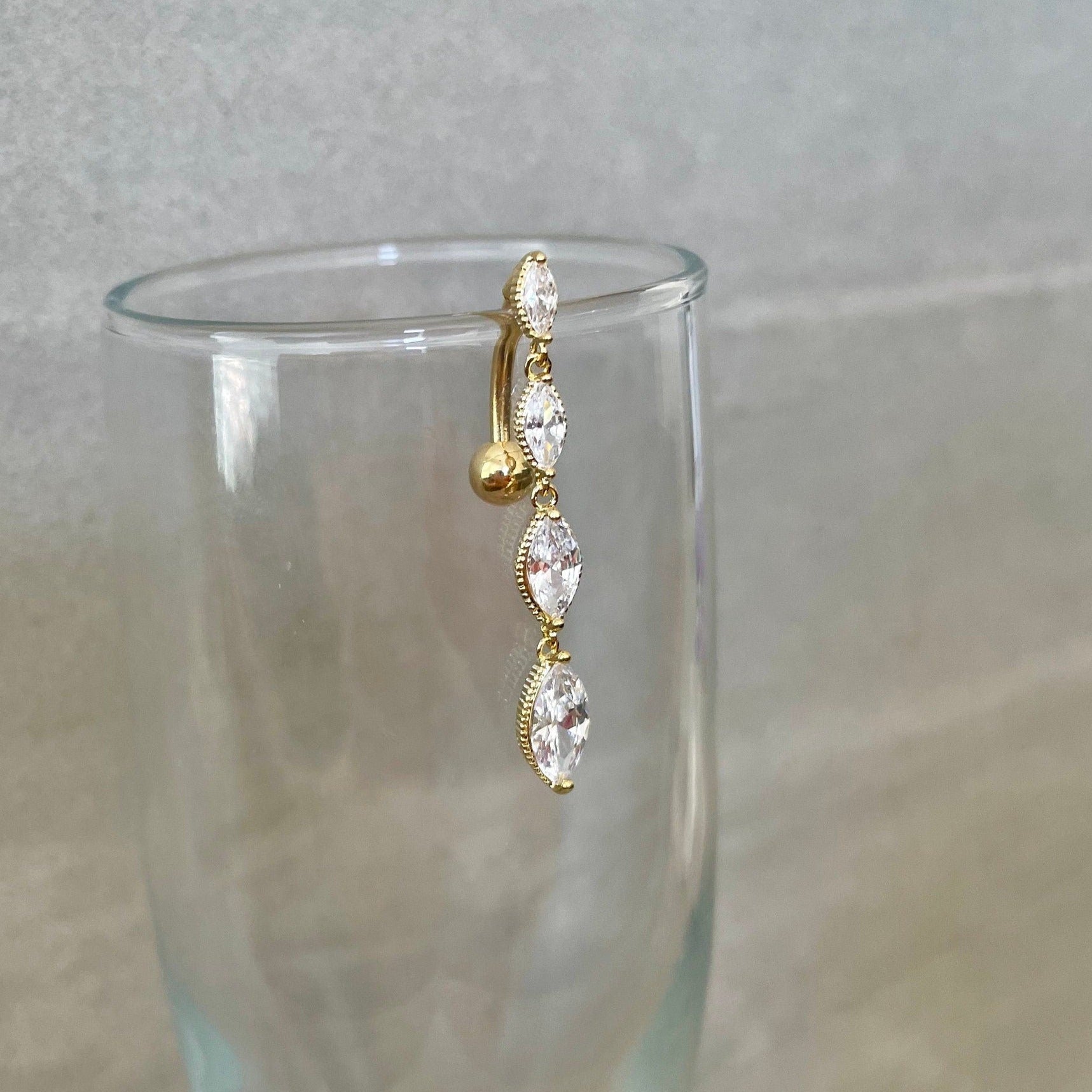 Vespera Cascade Belly Button Ring-Belly Button Rings-Elara Body Jewelry