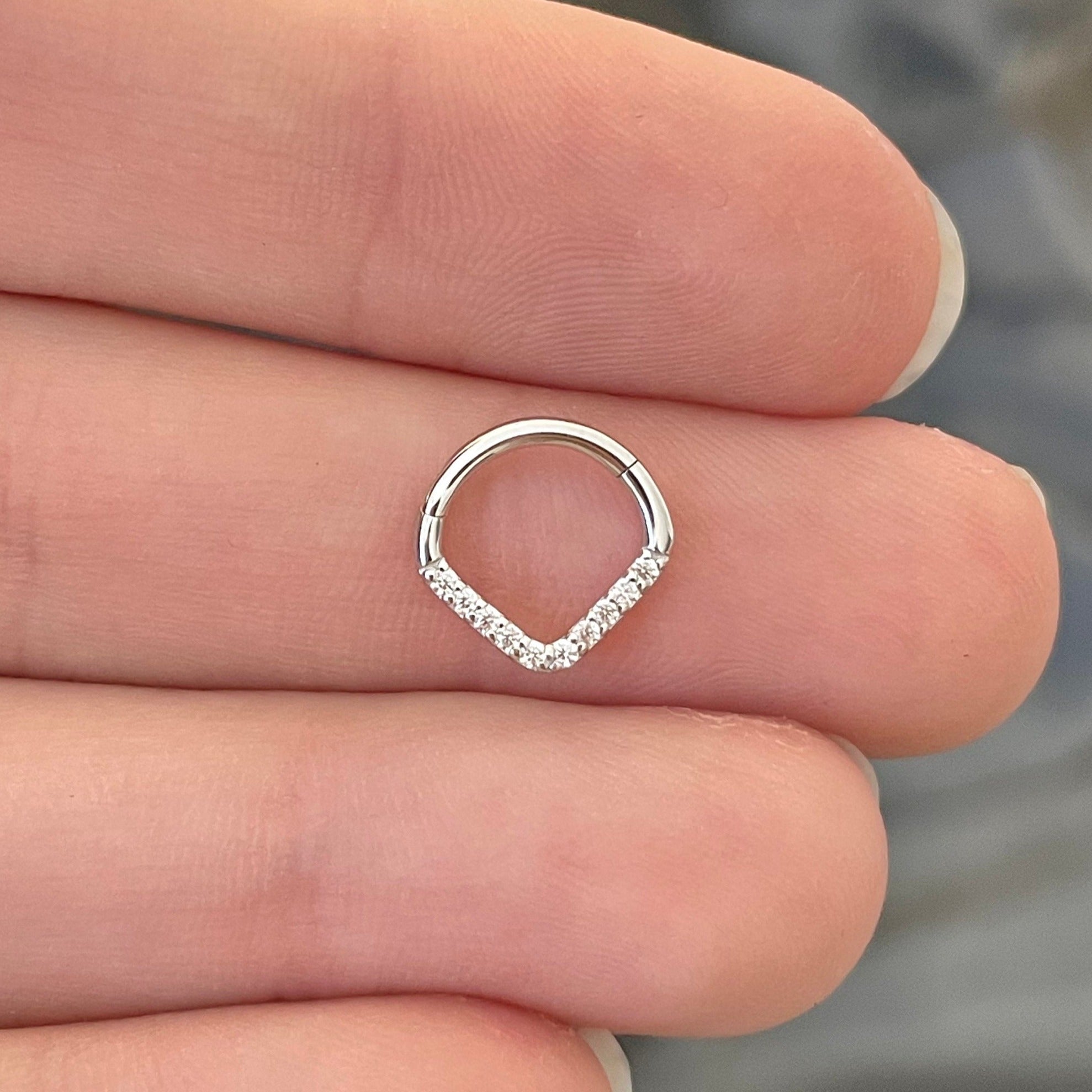 Virellia Septum Ring-Septum Ring-White Gold-6mm Diameter-Elara Body Jewelry