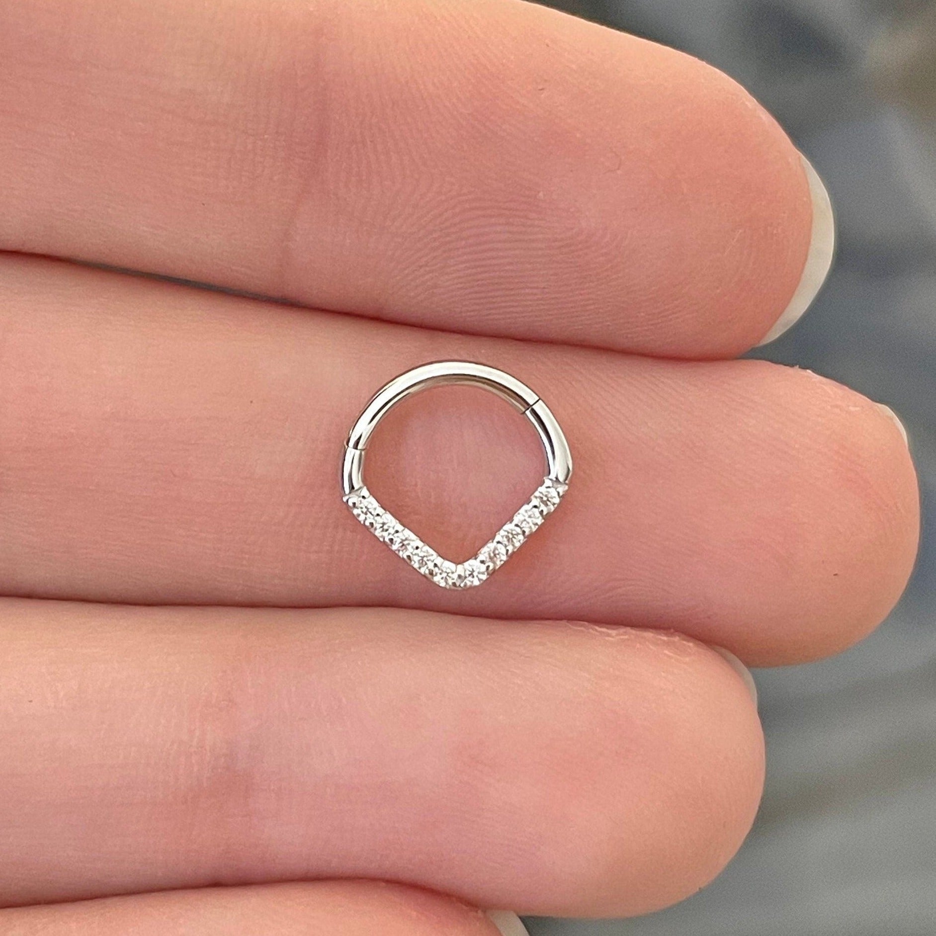 Virellia Septum Ring-Septum Ring-White Gold-6mm Diameter-Elara Body Jewelry