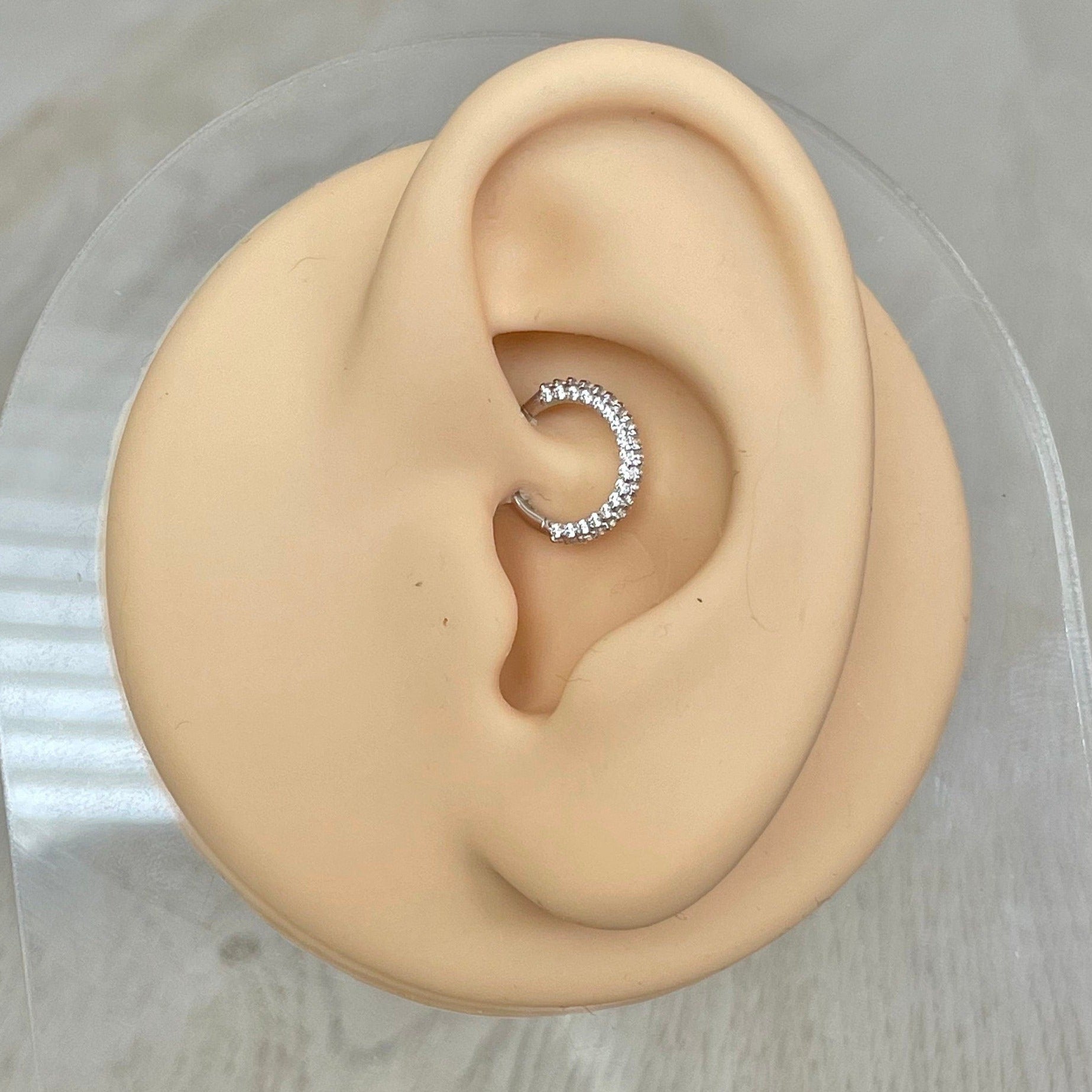 Zephyra Glow Daith Earring-Daith Earring-8mm Diameter-White Gold-Elara Body Jewelry