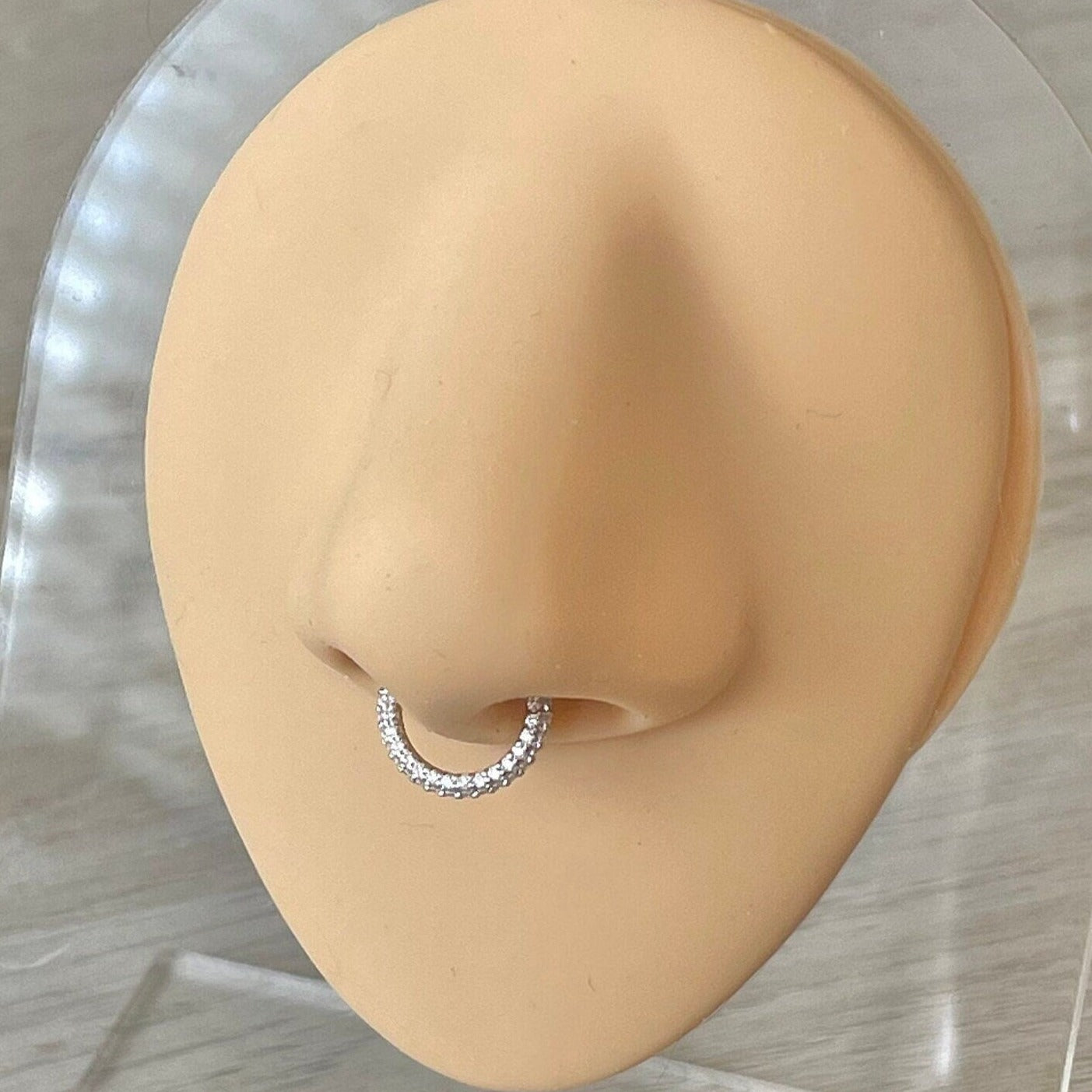 Zephyra Glow Septum Ring-Septum Ring-8mm Diameter-White Gold-Elara Body Jewelry