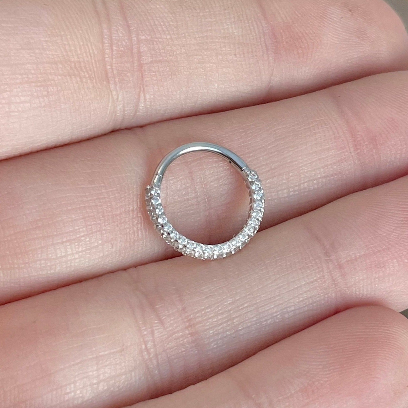 Zephyra Glow Septum Ring-Septum Ring-8mm Diameter-White Gold-Elara Body Jewelry