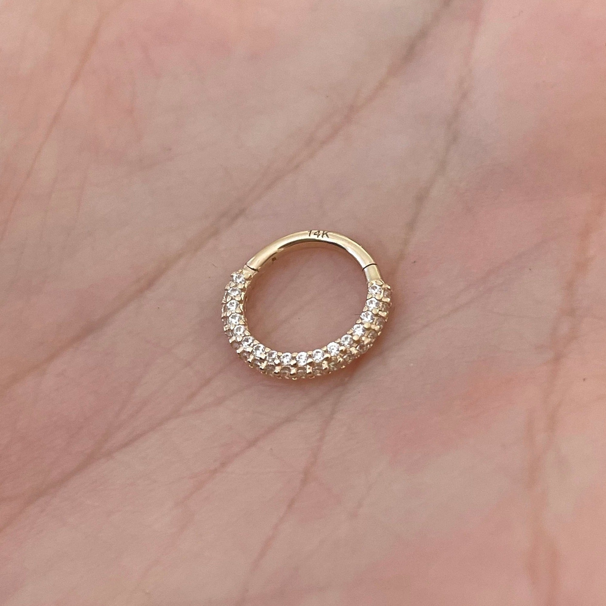 Zephyra Glow Septum Ring-Septum Ring-8mm Diameter-Yellow Gold-Elara Body Jewelry