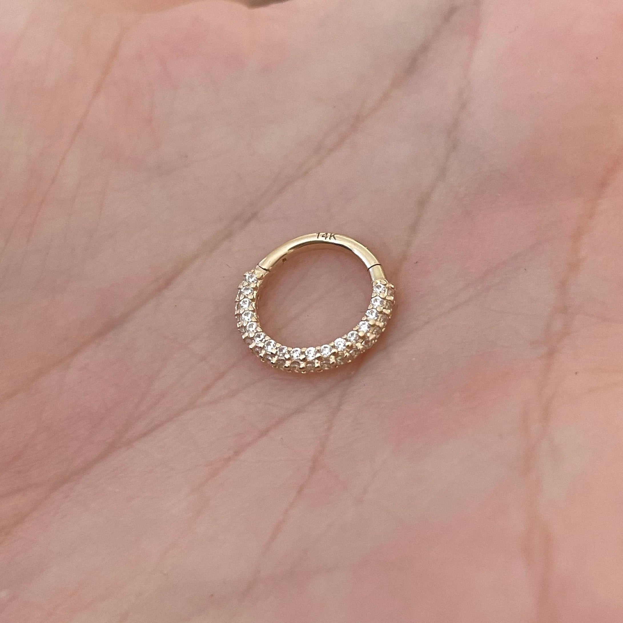 Zephyra Glow Septum Ring-Septum Ring-8mm Diameter-Yellow Gold-Elara Body Jewelry