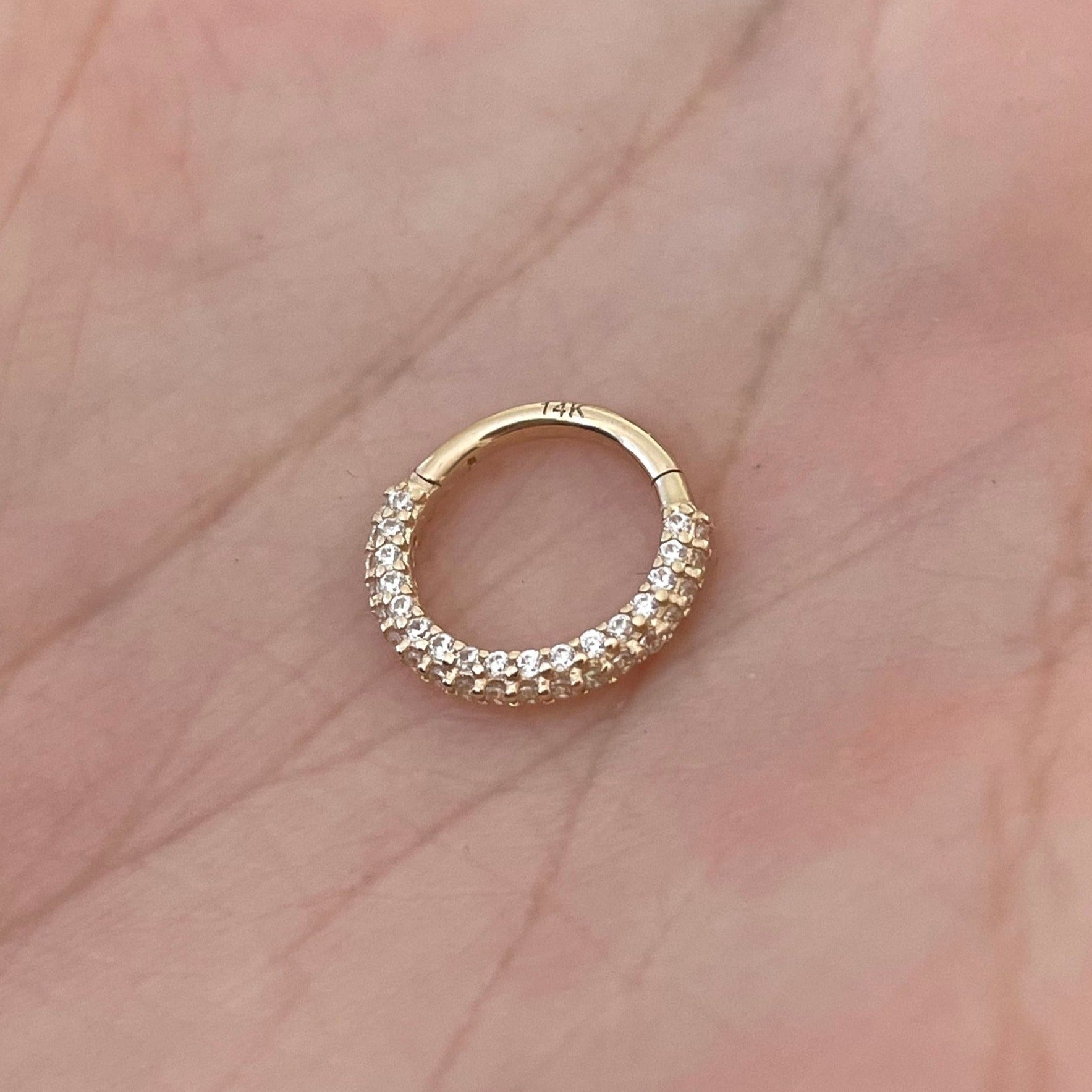 Zephyra Glow Septum Ring-Septum Ring-8mm Diameter-Yellow Gold-Elara Body Jewelry