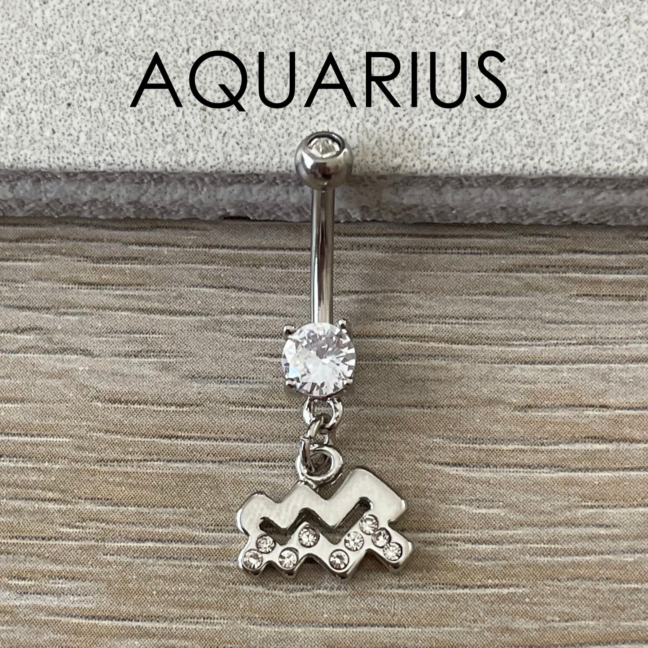 Zodiac Belly Button Ring-Belly Button Rings-Aquarius-Elara Body Jewelry