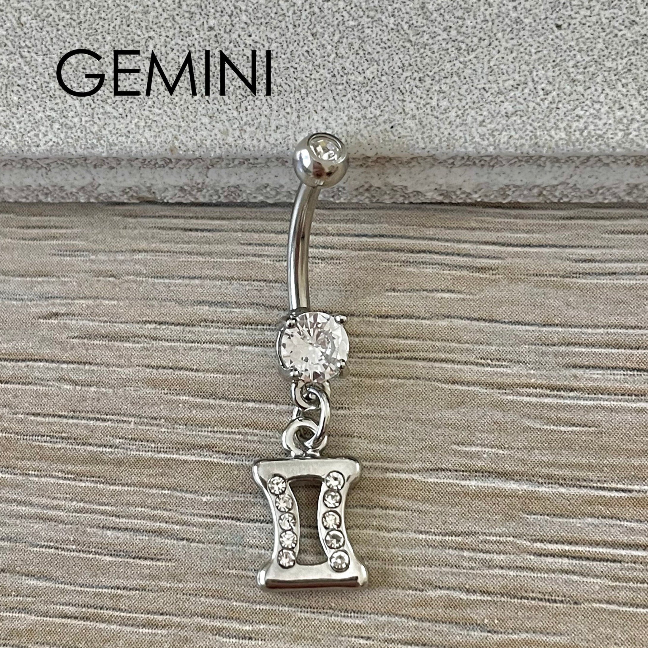 Zodiac Belly Button Ring-Belly Button Rings-Gemini-Elara Body Jewelry