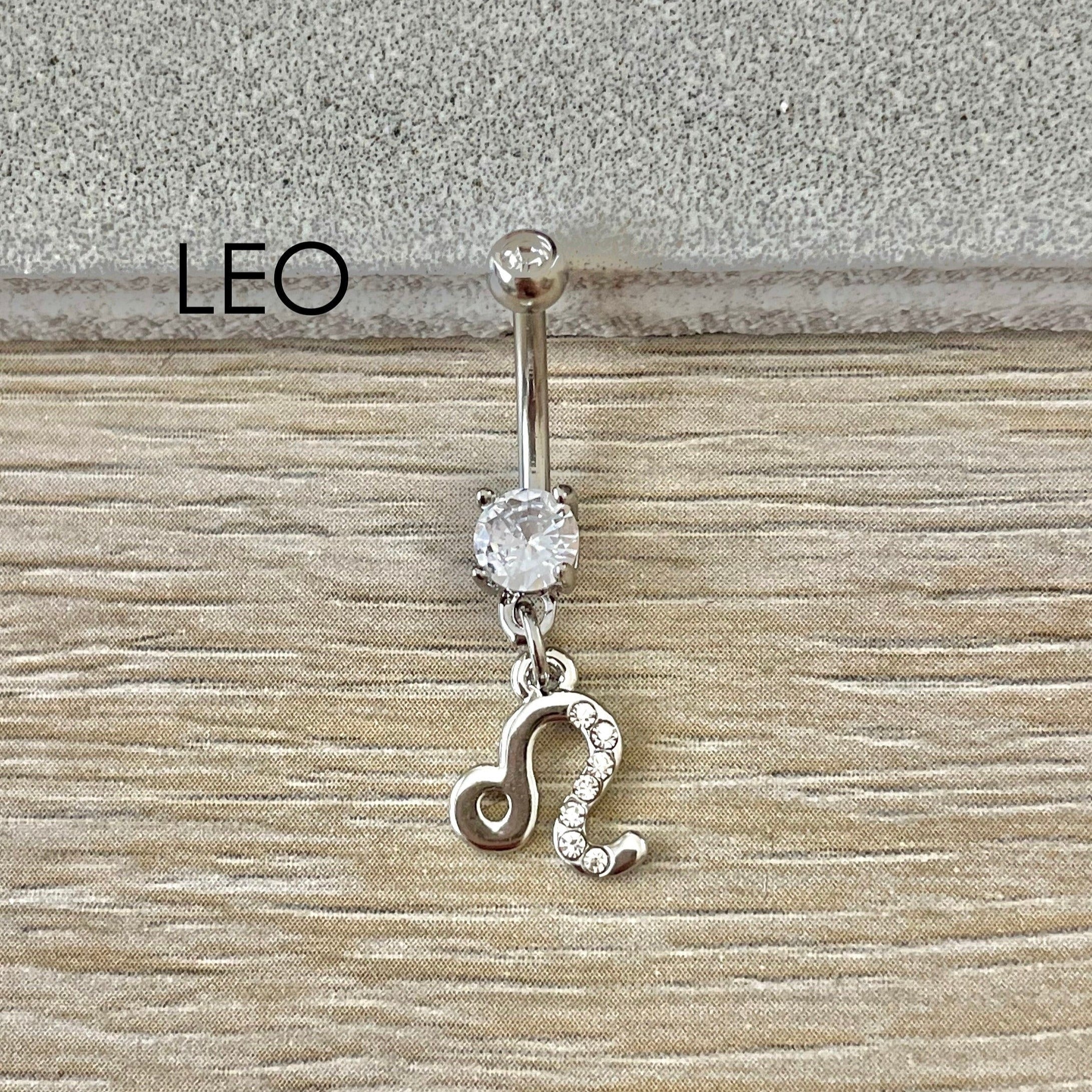 Zodiac Belly Button Ring-Belly Button Rings-Leo-Elara Body Jewelry