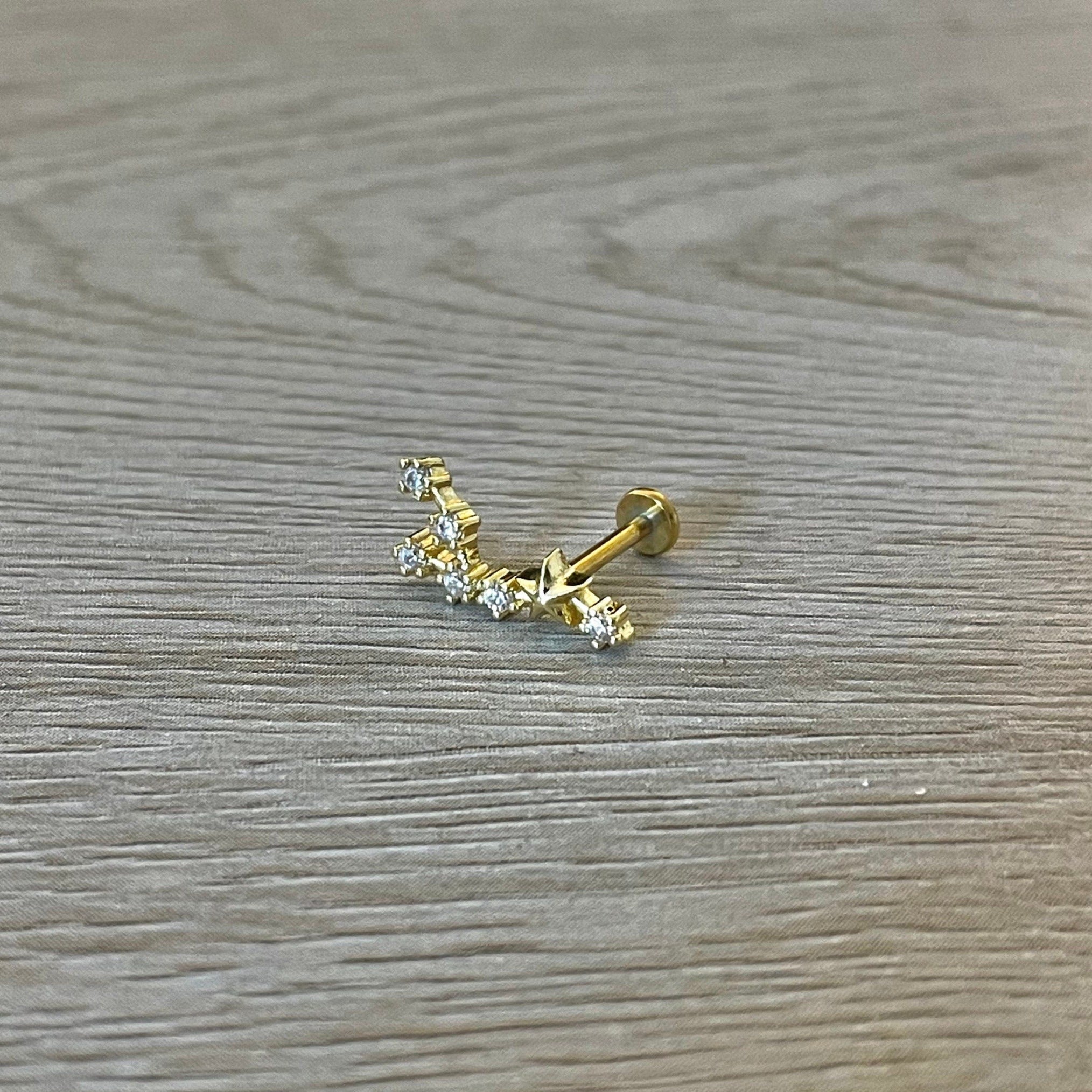 Zodiac Constellation Flat Back Stud-Cartilage Earring-Elara Body Jewelry