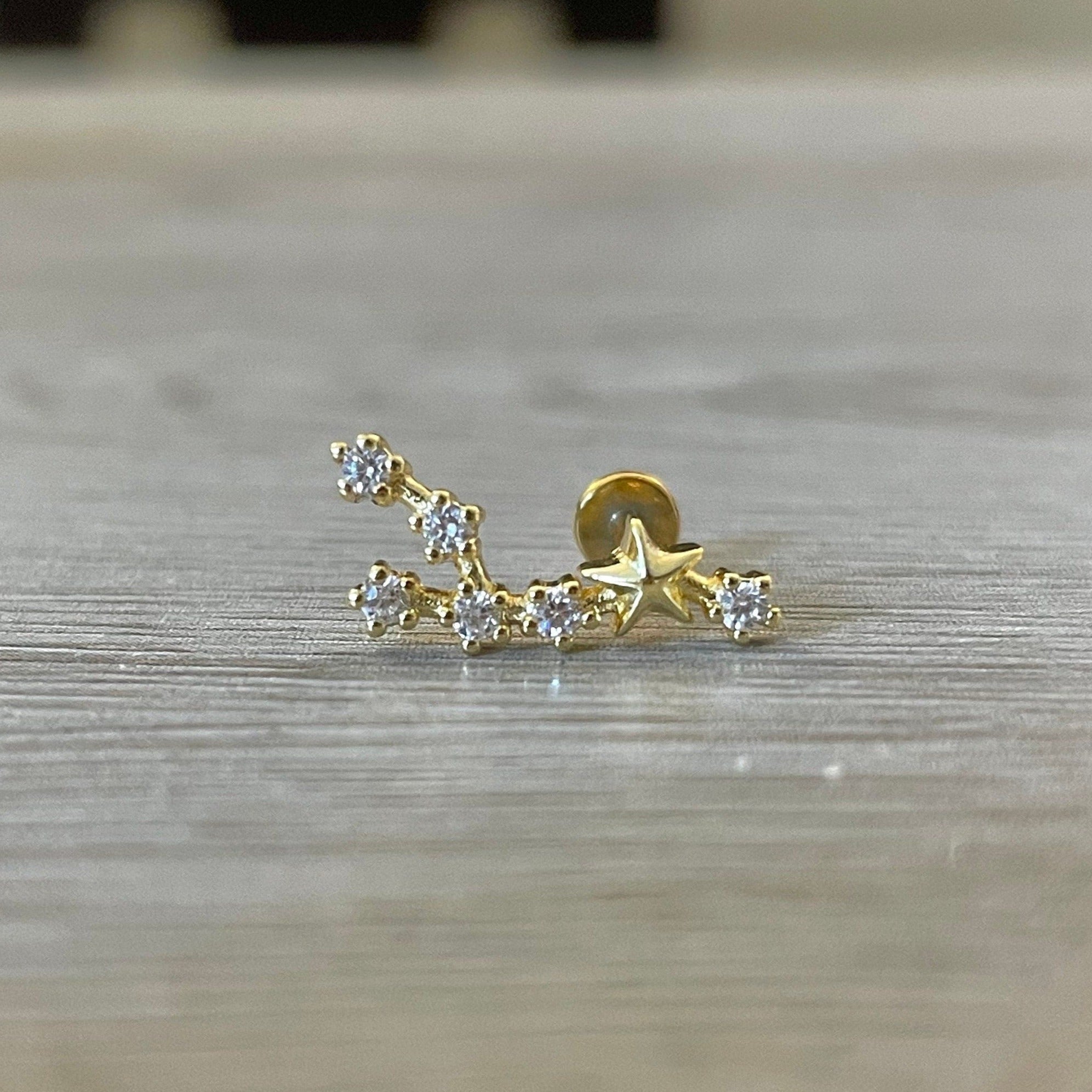 Zodiac Constellation Flat Back Stud-Cartilage Earring-Elara Body Jewelry