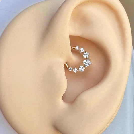 Geometric Gold Daith Earring