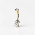 Titanium belly button ring with oval cut moissanite, minimalist navel piercing jewelry