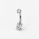 Titanium belly button ring with oval cut moissanite, minimalist navel piercing jewelry