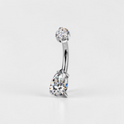 Titanium belly button ring with pear cut moissanite, minimalist navel piercing jewelry