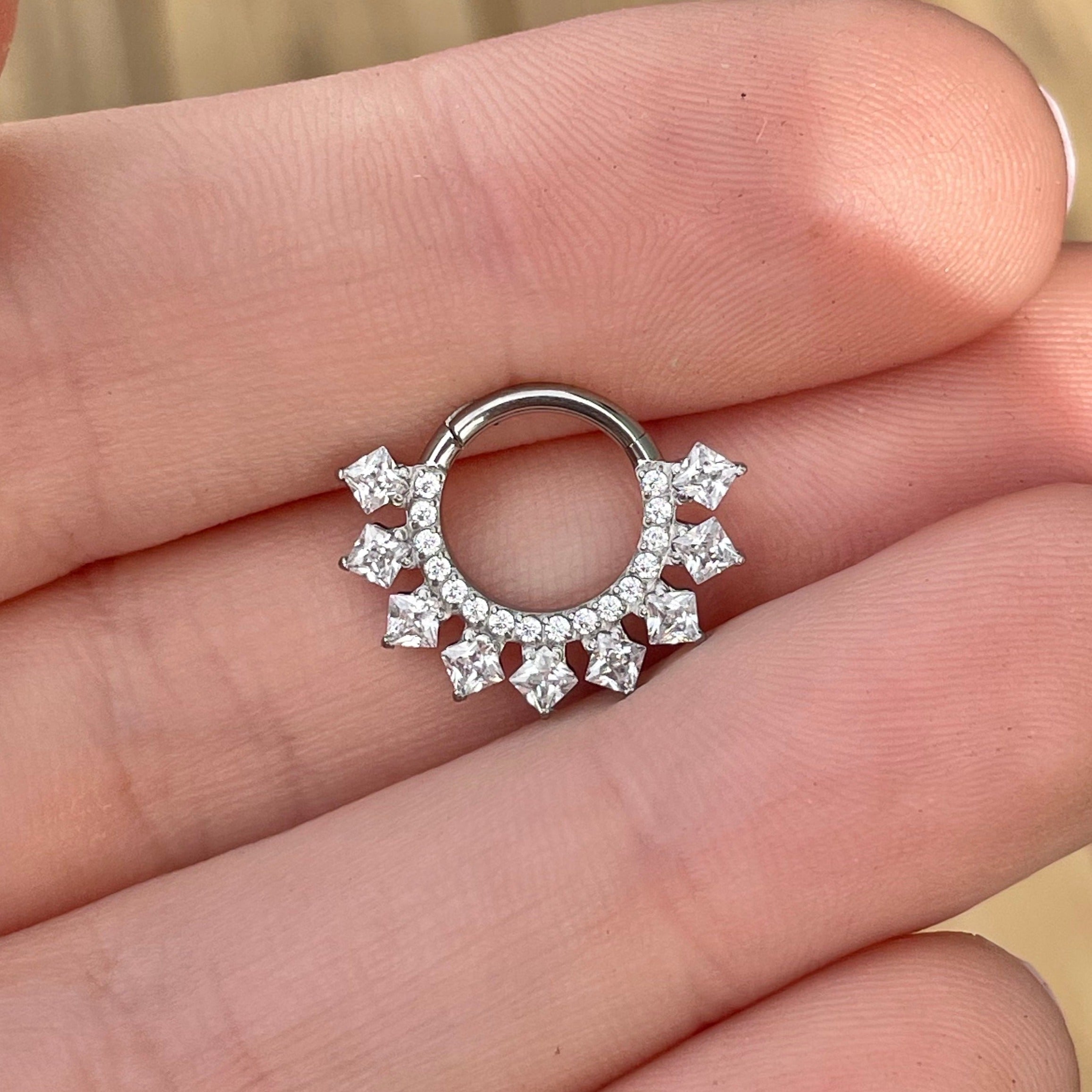 Ornate Gold Daith Earring (16G | 8mm or 10mm | Titanium | Gold or Silver)