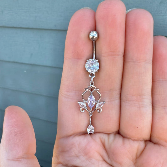 Elegant Dangly Belly Button Ring (14G | 9.5mm | Surgical Steel | Rose Gold, Gold or Silver)