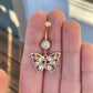 Gold Butterfly Belly Button Ring (14G | 10mm | Surgical Steel | Silver or Gold Options)