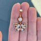 Gold Butterfly Belly Button Ring (14G | 10mm | Surgical Steel | Silver or Gold Options)