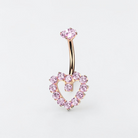 Titanium belly button ring with CZ heart, internally threaded navel piercing jewelry