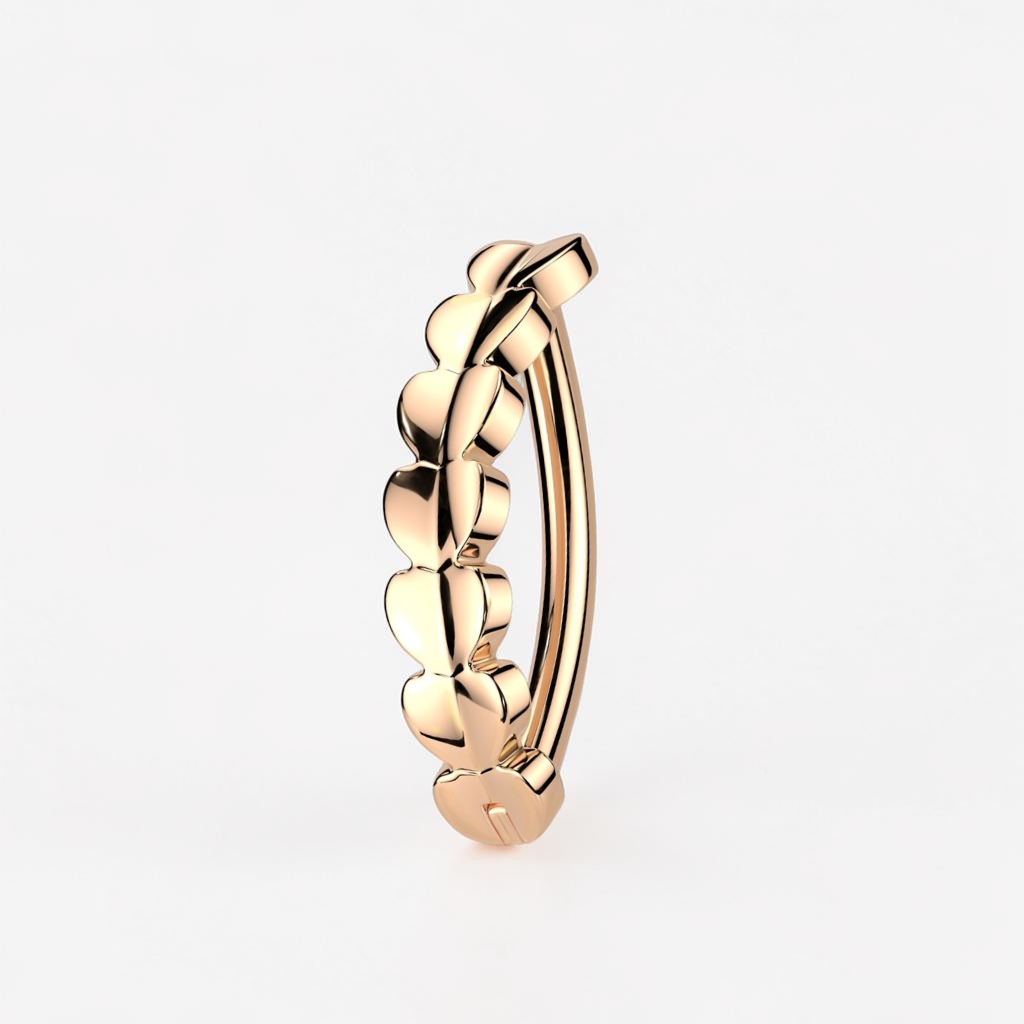 Titanium clicker hoop belly button ring with heart design, dainty navel jewelry