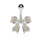 Cute Gold Bow Belly Button Ring (14G | 10mm | Surgical Steel | Gold, Rose Gold, Silver, or Silver w/Color-Shift CZ)