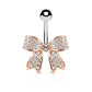 Cute Gold Bow Belly Button Ring (14G | 10mm | Surgical Steel | Gold, Rose Gold, Silver, or Silver w/Color-Shift CZ)