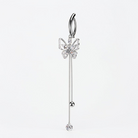 Surgical steel clicker hoop belly button ring with butterfly design, navel piercing jewelry