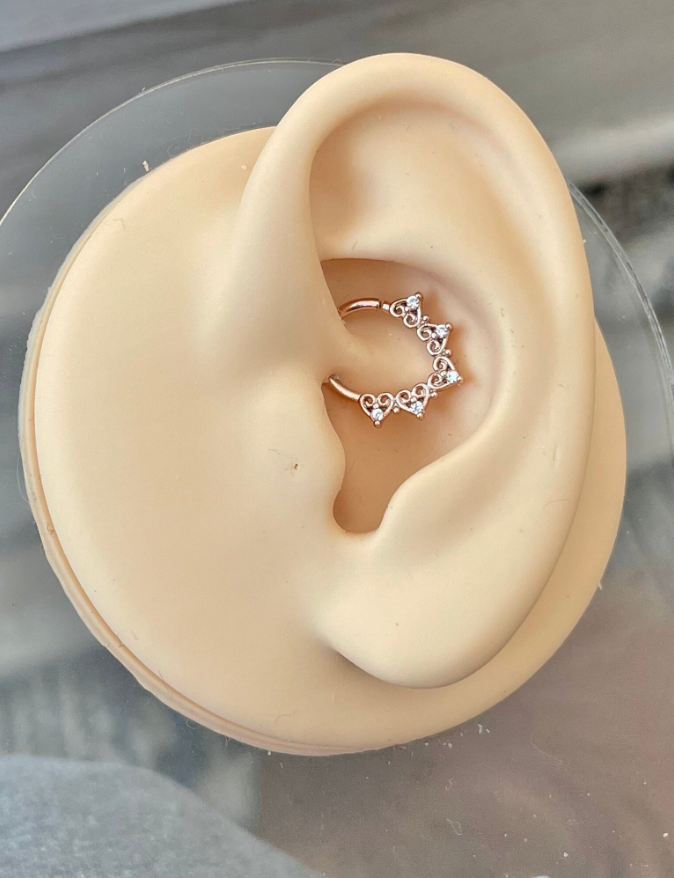 Bendable Rose Gold Daith Earring (16G | 8mm | Surgical Steel | Rose Gold, Silver, or Gold)
