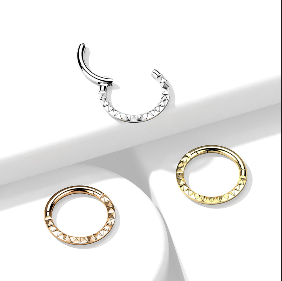 Titanium Hammered Septum Piercing (16G | 8mm | Titanium | Rose Gold, Gold, or Silver)