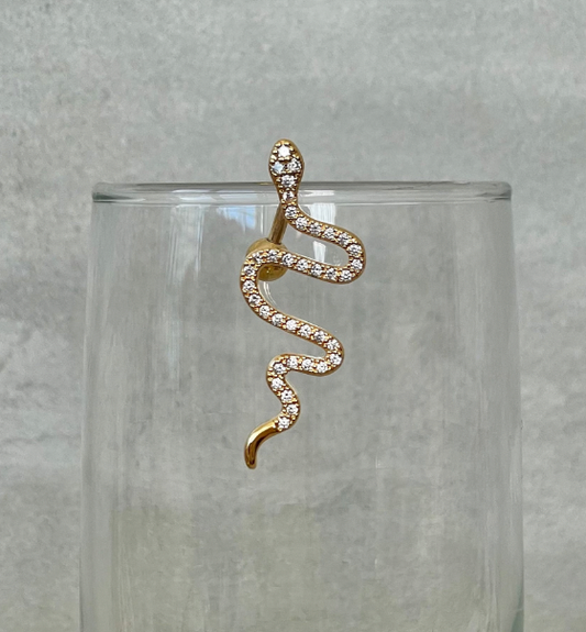 Snake Top Down Belly Button Piercing (14G | 10mm | Surgical Steel | Black, Silver or Gold)