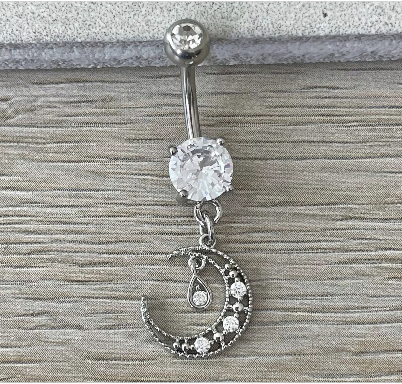 Gold Moon Belly Button Ring (14G | 10mm | Surgical Steel | Gold, Rose Gold or Silver)