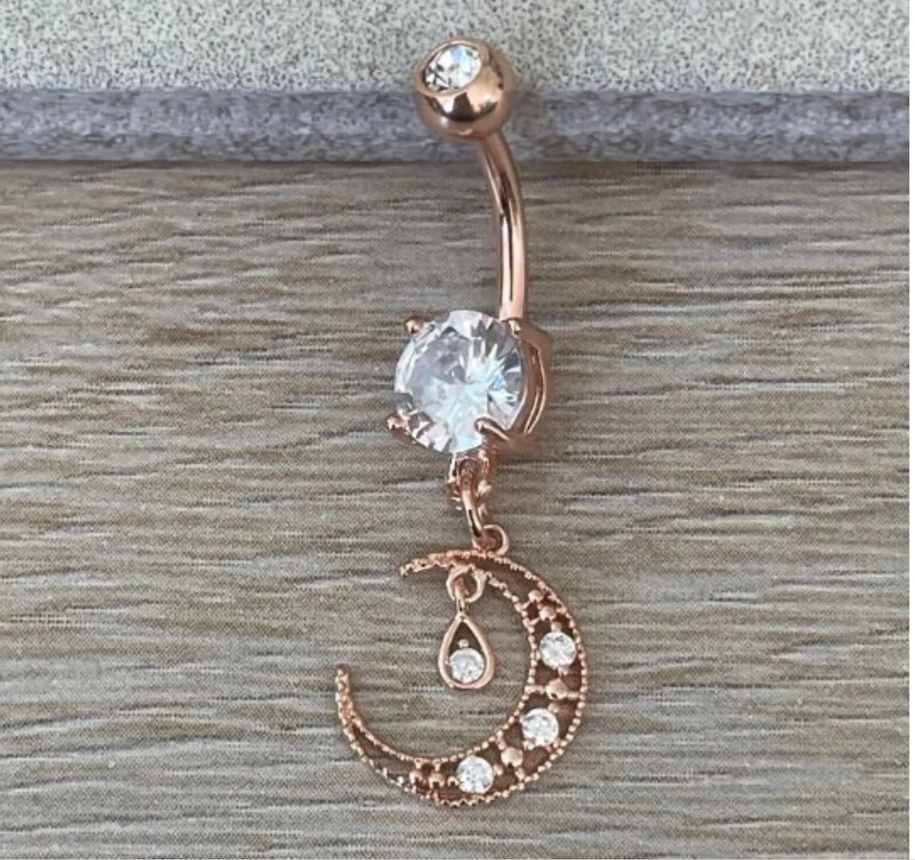 Gold Moon Belly Button Ring (14G | 10mm | Surgical Steel | Gold, Rose Gold or Silver)