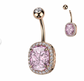 Silver & Yellow CZ Belly Button Ring (14G | 10mm | Surgical Steel | Silver & Yellow, Gold & Red, Rose Gold & Pink, Silver & Clear)
