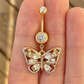 Belly Button Ring - Silver Butterfly (14G | 10mm | Surgical Steel | Silver or Gold)