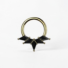 Faceted CZ titanium daith earring with crown-like geometric design and hinged clicker closure