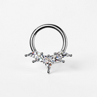Faceted CZ titanium septum ring with angular crown design and hinged clicker closure