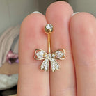 Aria Bow Belly Button Ring-Belly Button Rings-Elara Body Jewelry