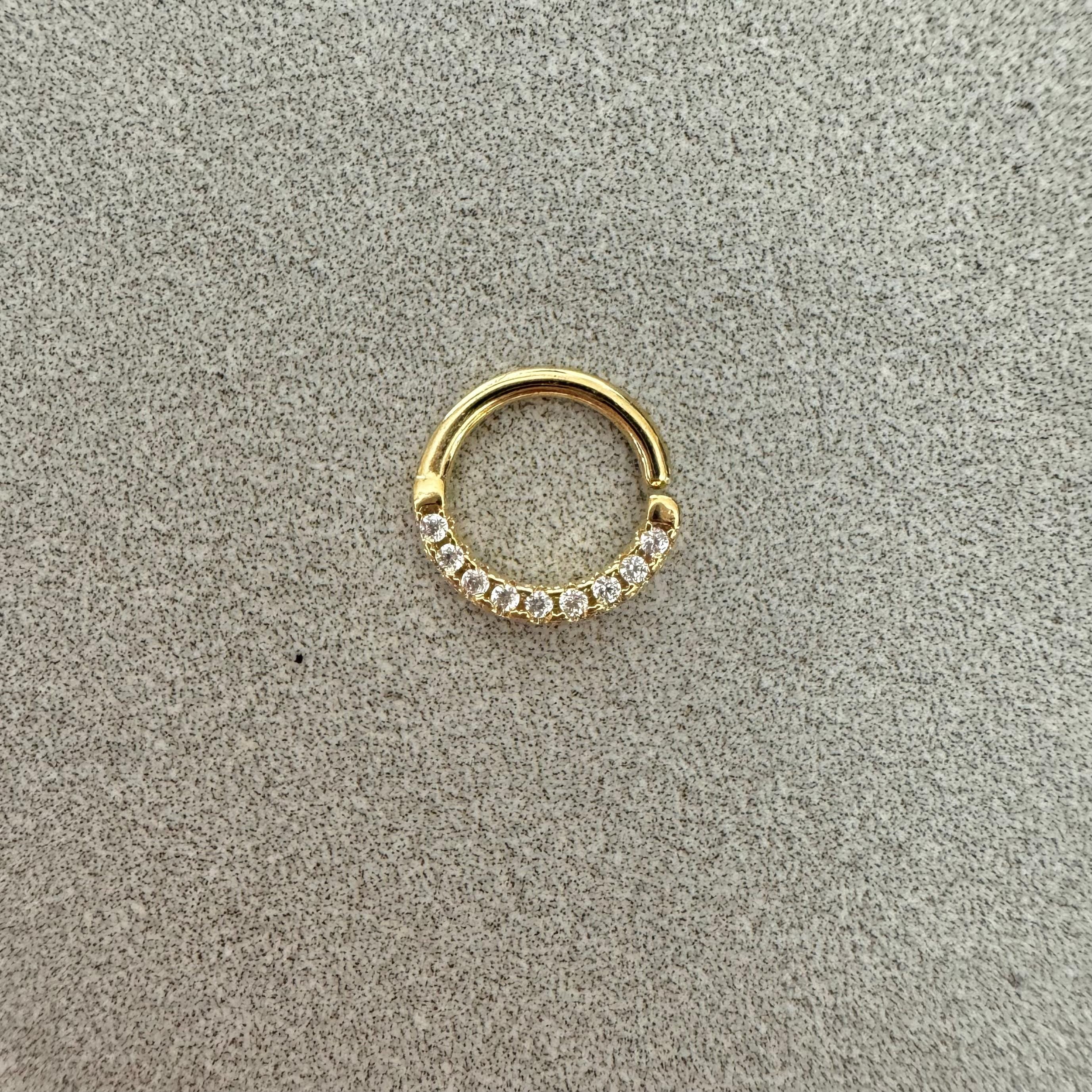Gold Crystal Daith Earring-Daith Earring-Elara Body Jewelry