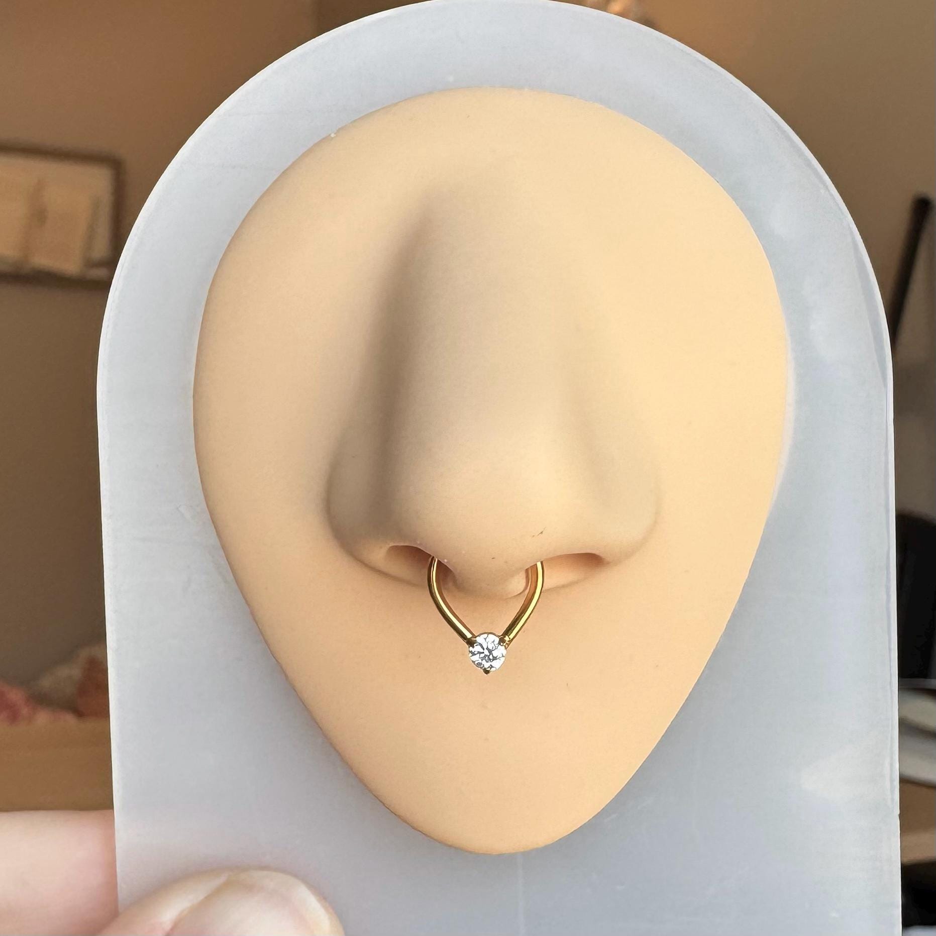 Crystal Tear Septum Ring-Septum Ring-Elara Body Jewelry